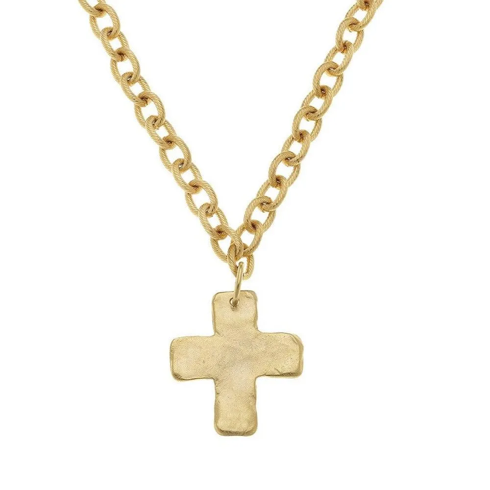 Hand Cast Gold Cross on Chain