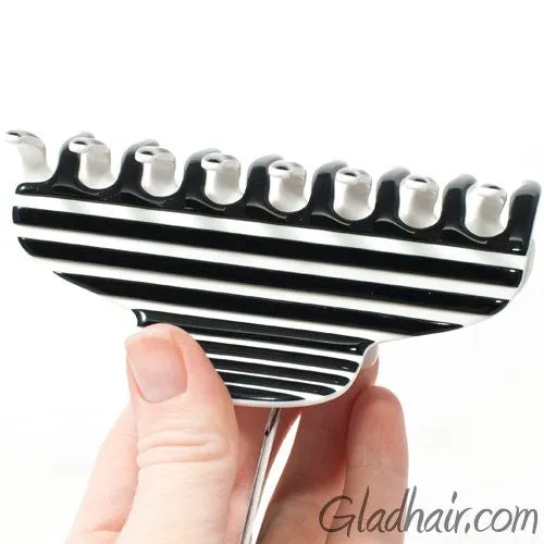 Hand Made Stripe Black and White Hair Claw