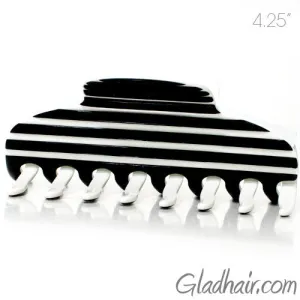 Hand Made Stripe Black and White Hair Claw