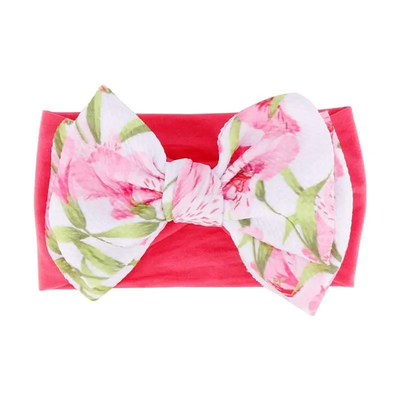 Handmade Bow Flowers Baby Headbands Printed Bowknot Elastic Baby Turban Newborn Hair Accessories For Baby Girls