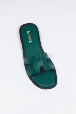 Hania H Style Green Iconic Oran Flat Slides-11058