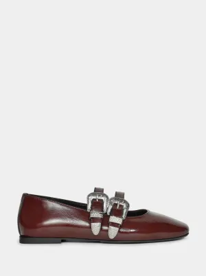 HANNAH BURGUNDY NAPLAK PATENT BALLET FLATS