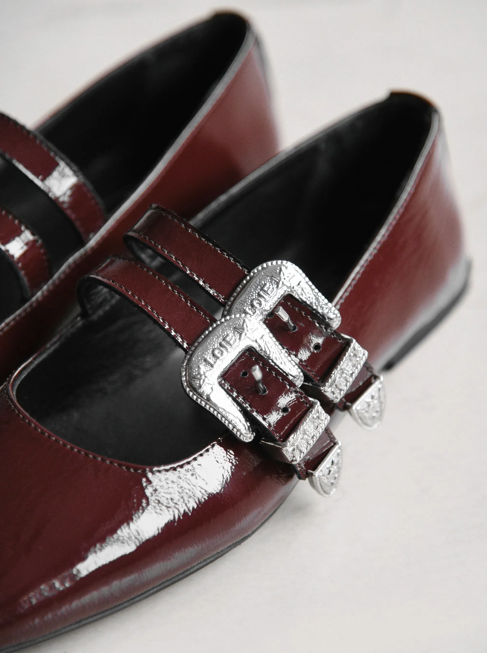 HANNAH BURGUNDY NAPLAK PATENT BALLET FLATS
