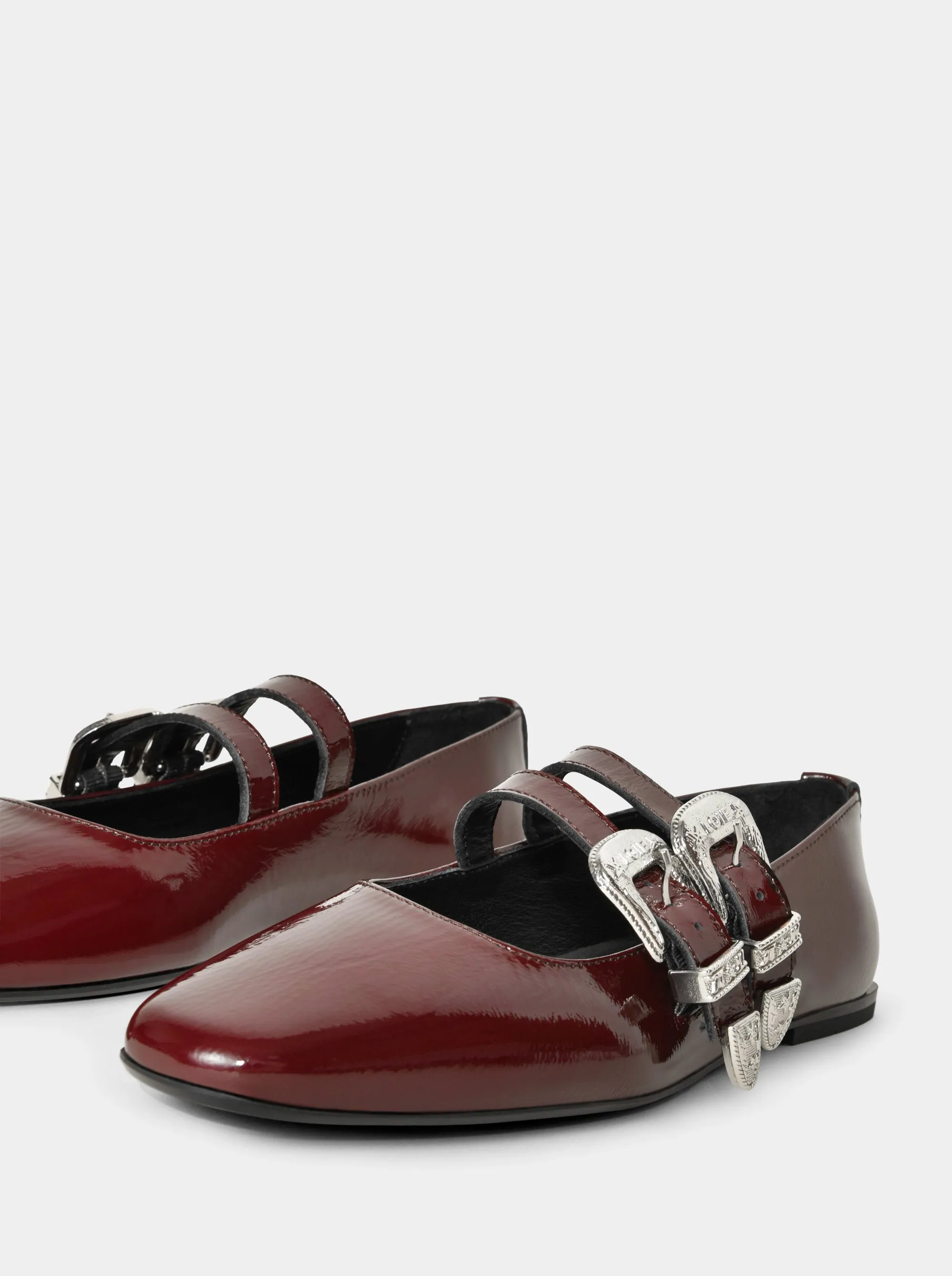 HANNAH BURGUNDY NAPLAK PATENT BALLET FLATS