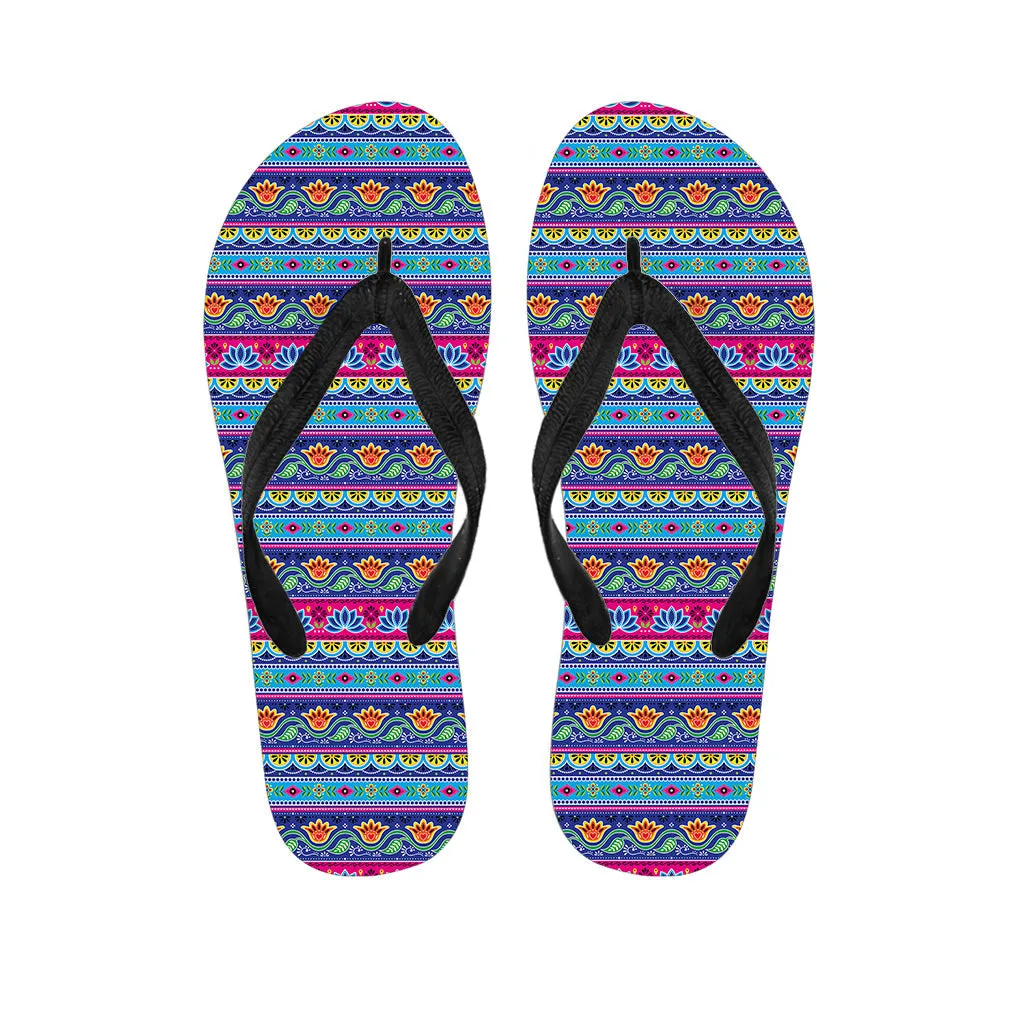 Hawaiian Lotus Pattern Flip Flops: Embrace Bohemian Style