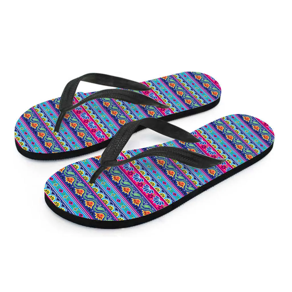 Hawaiian Lotus Pattern Flip Flops: Embrace Bohemian Style