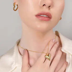Heart Vintage Chain Necklace Gold Plated, Waterproof and Anti-Tarnish