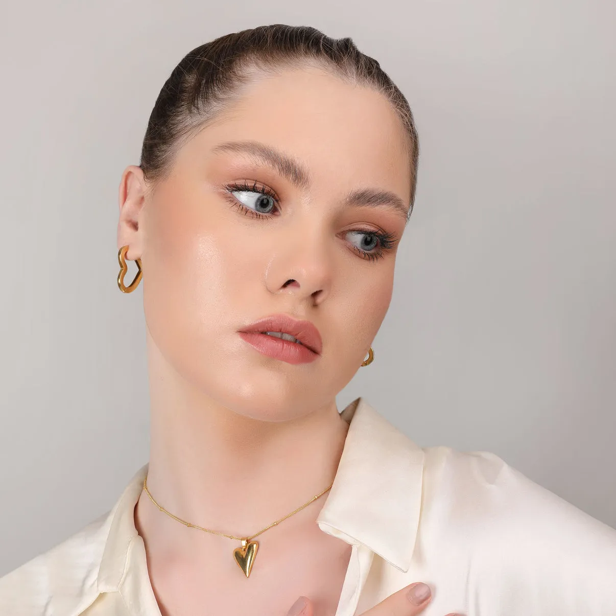 Heart Vintage Chain Necklace Gold Plated, Waterproof and Anti-Tarnish