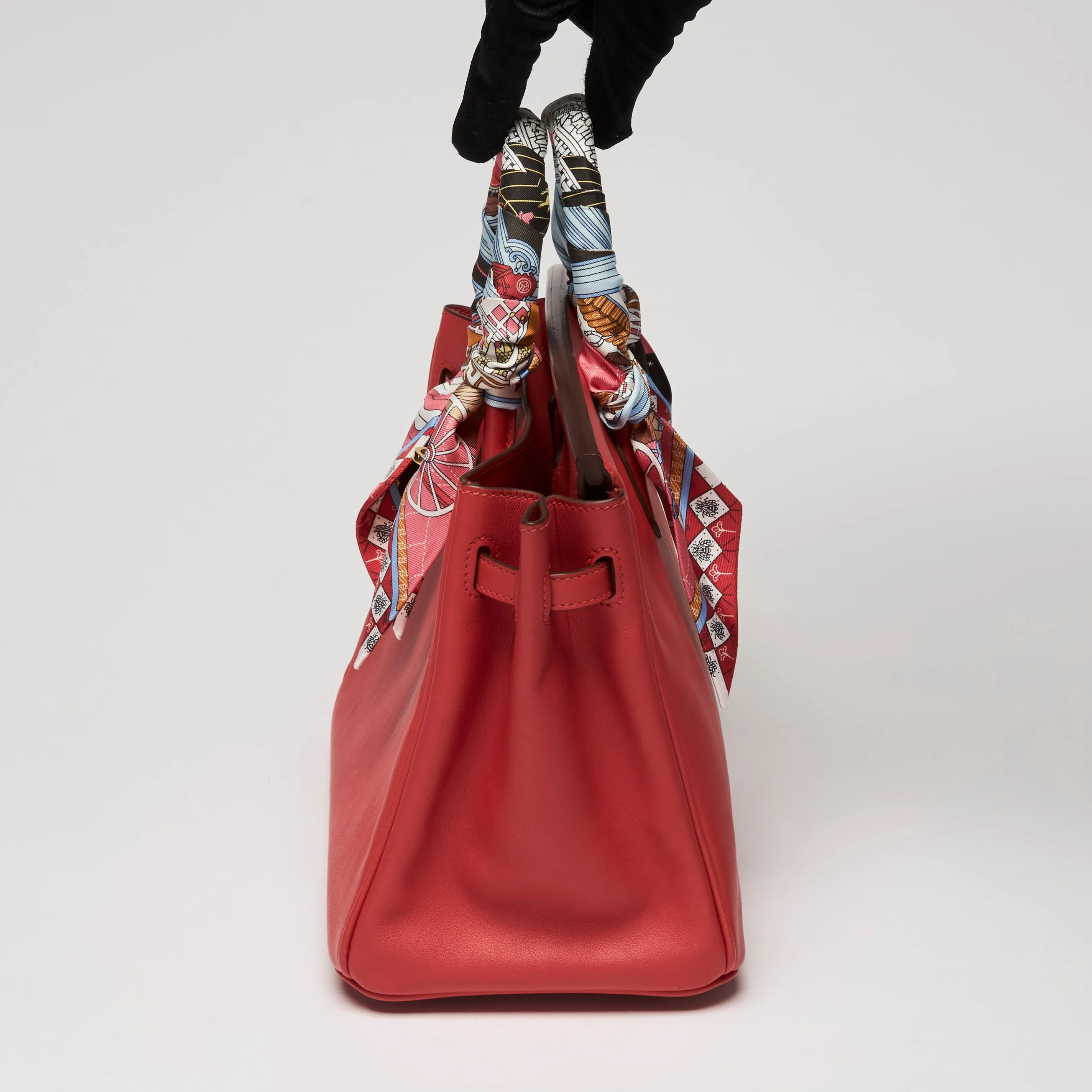 Hermes Rouge Tomate Swift Leather with Twilly Birkin 25