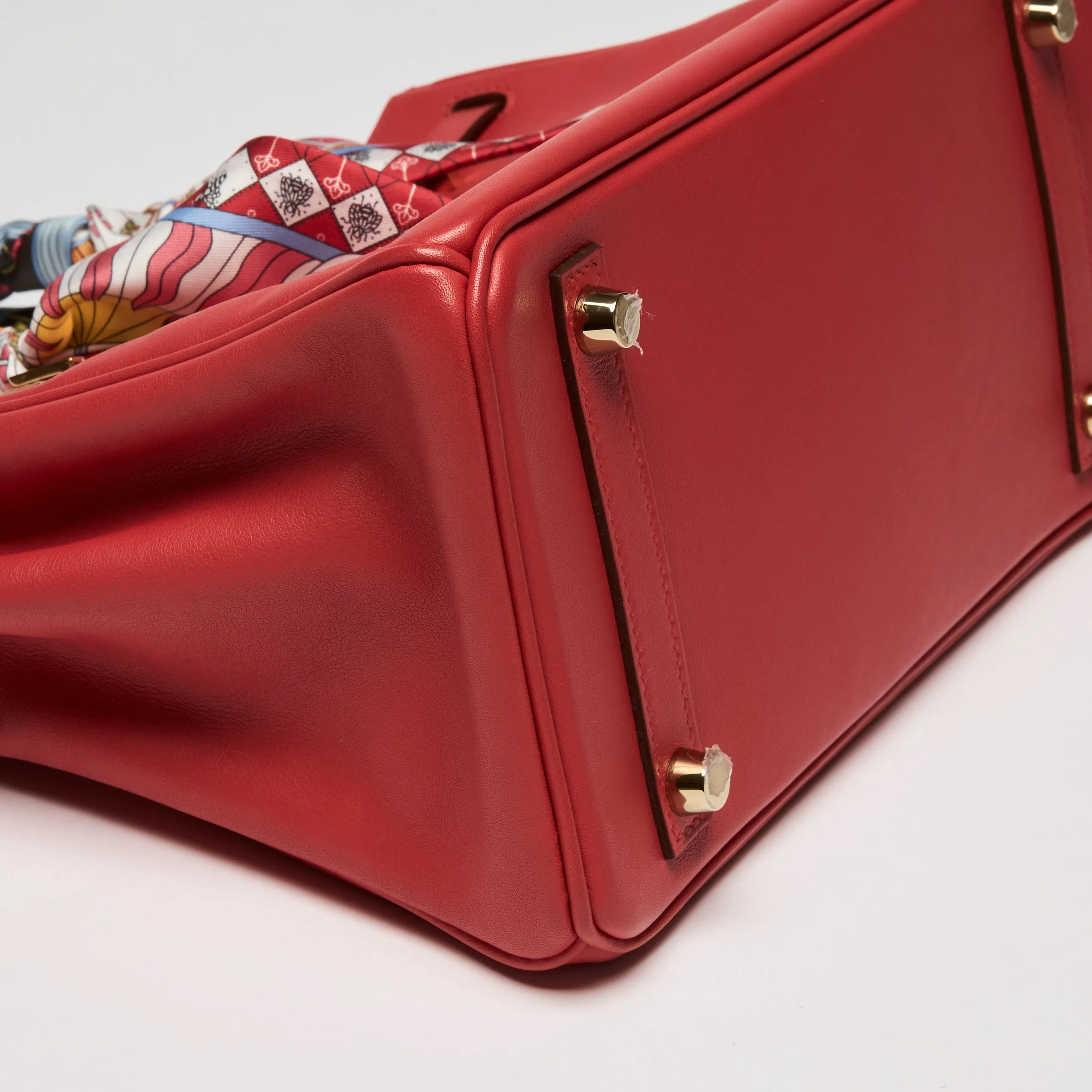 Hermes Rouge Tomate Swift Leather with Twilly Birkin 25