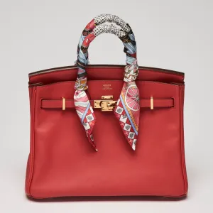 Hermes Rouge Tomate Swift Leather with Twilly Birkin 25