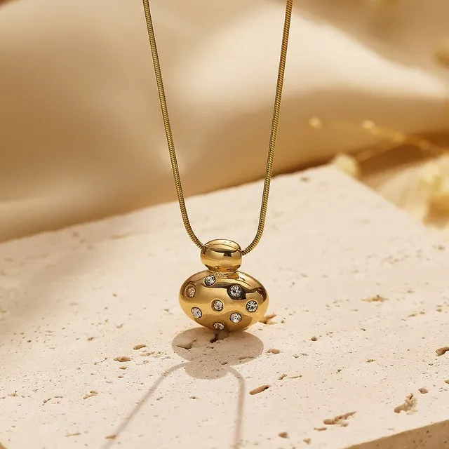 Imperial Diamond Pendant Necklace Gold Plated, Waterproof and Anti-Tarnish