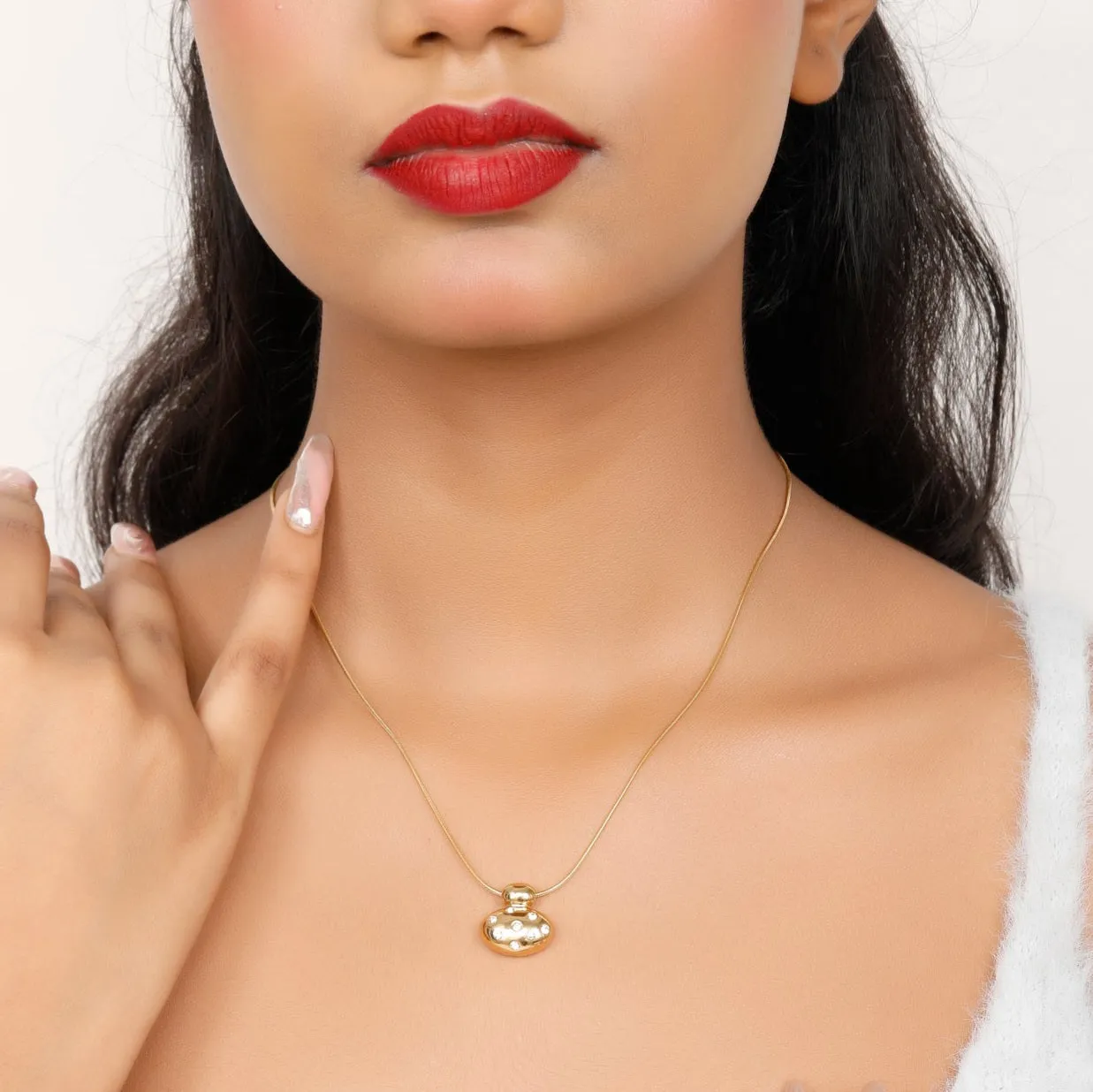 Imperial Diamond Pendant Necklace Gold Plated, Waterproof and Anti-Tarnish