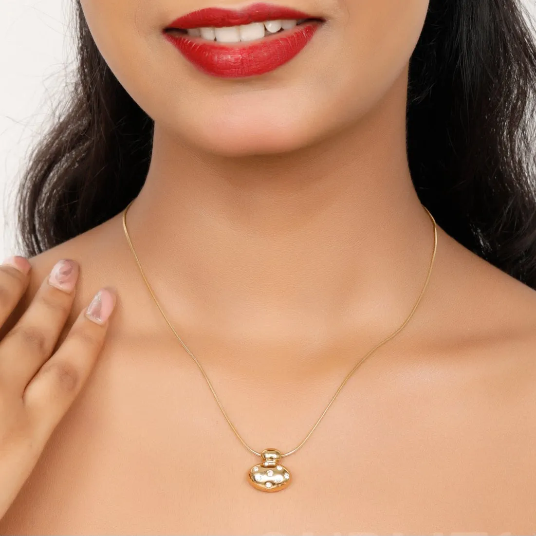 Imperial Diamond Pendant Necklace Gold Plated, Waterproof and Anti-Tarnish