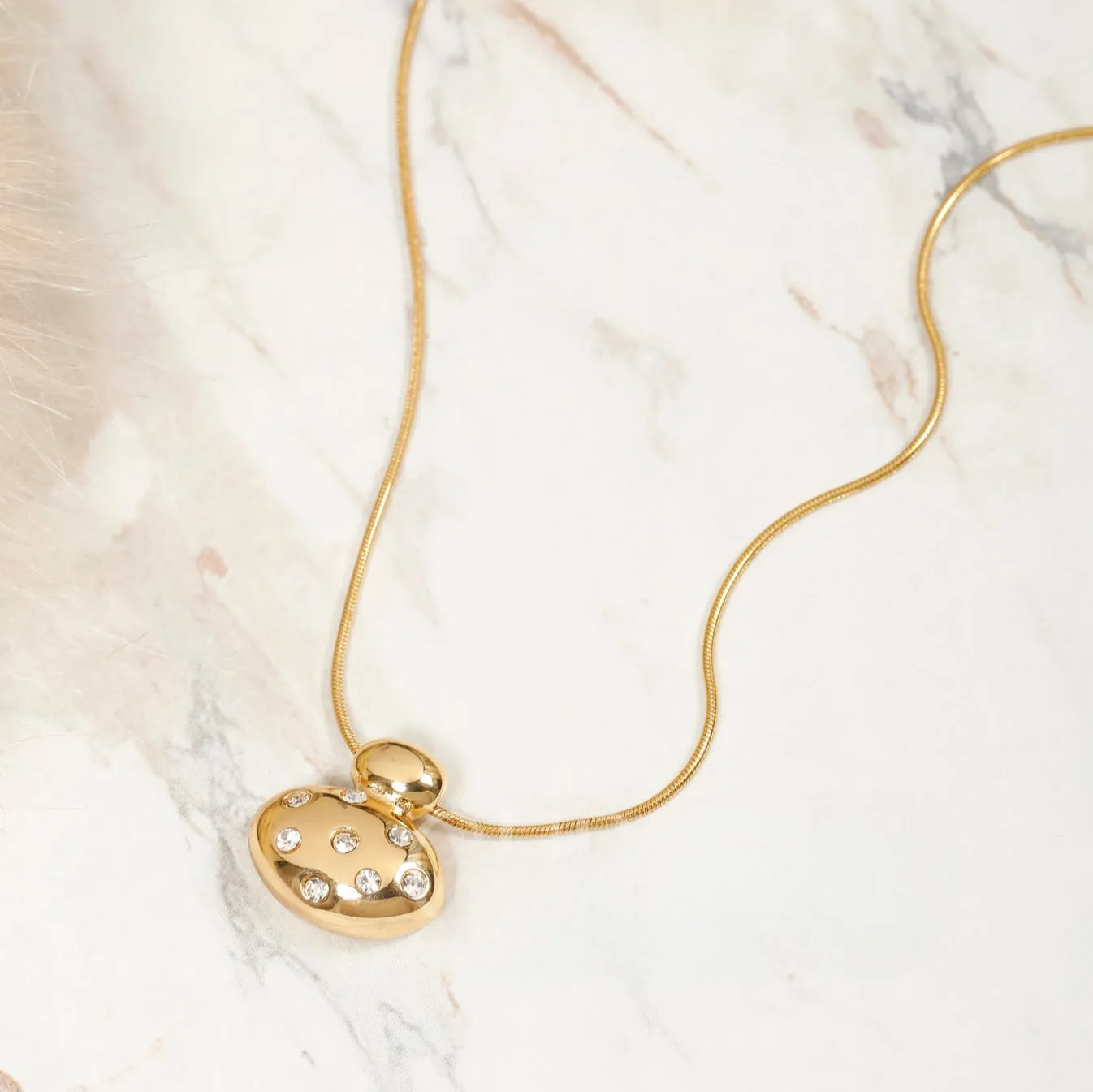 Imperial Diamond Pendant Necklace Gold Plated, Waterproof and Anti-Tarnish