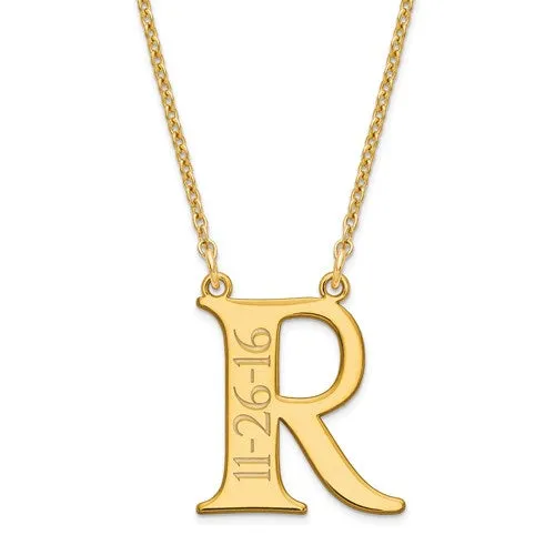 Initial and Engraved Date Necklace