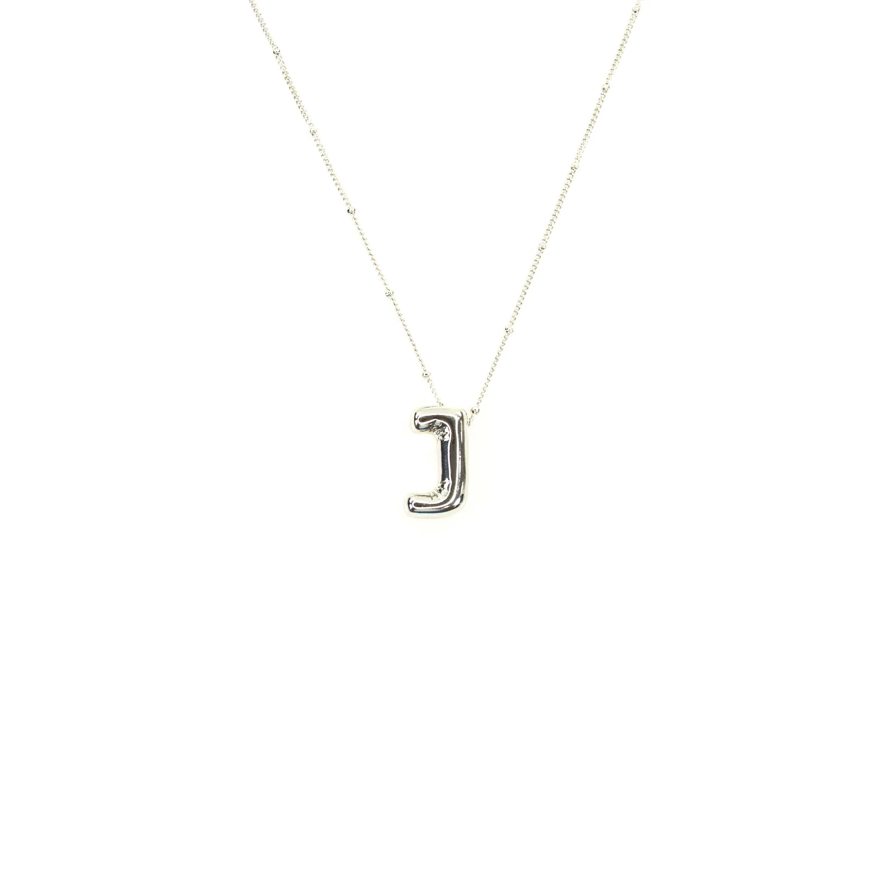 Initial Balloon Bubble Silver Necklace: A