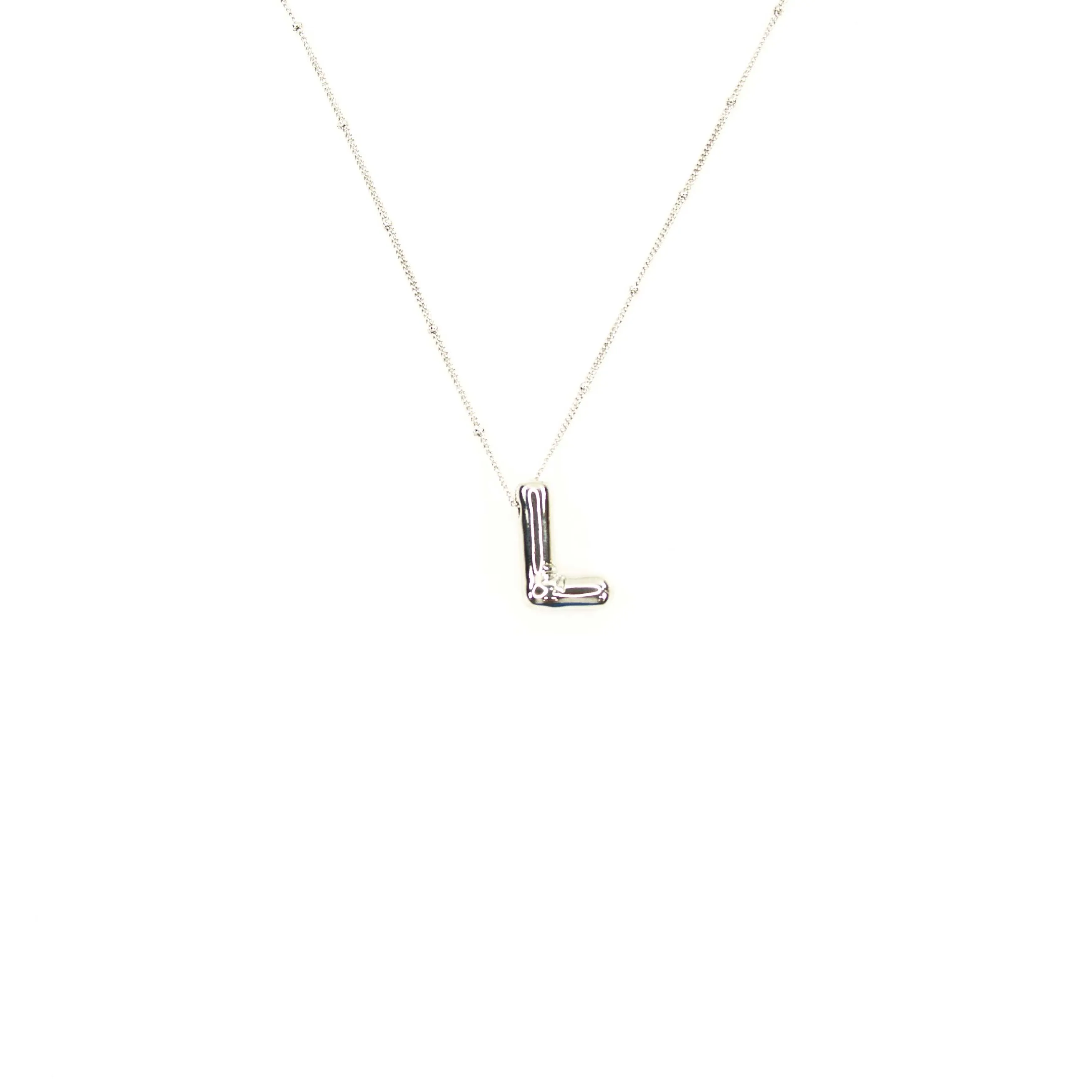 Initial Balloon Bubble Silver Necklace: A