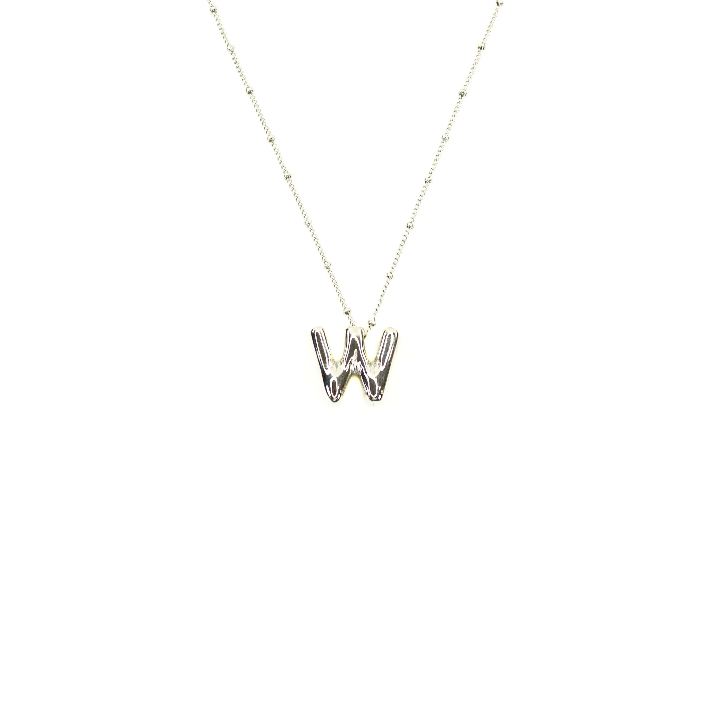 Initial Balloon Bubble Silver Necklace: A