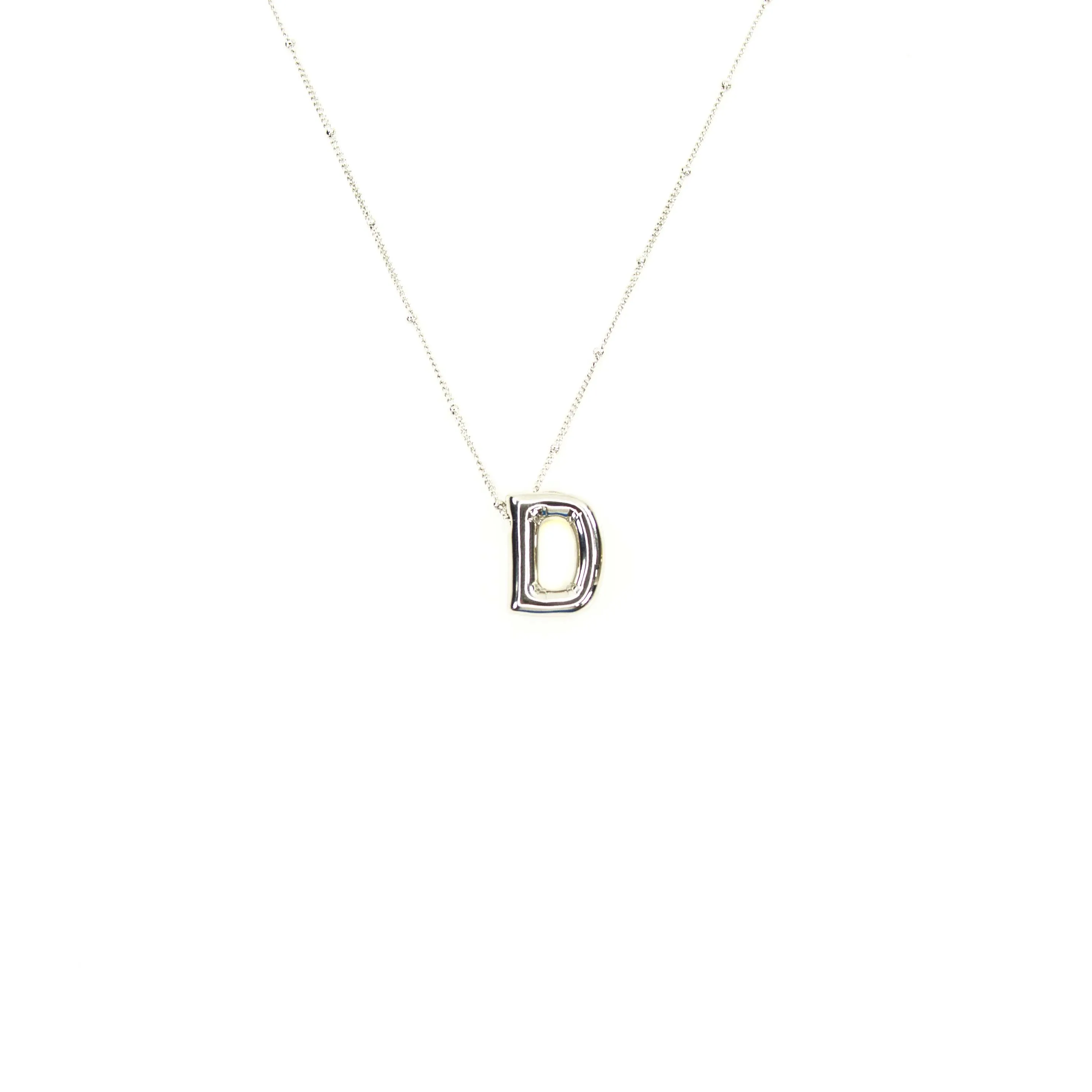 Initial Balloon Bubble Silver Necklace: A