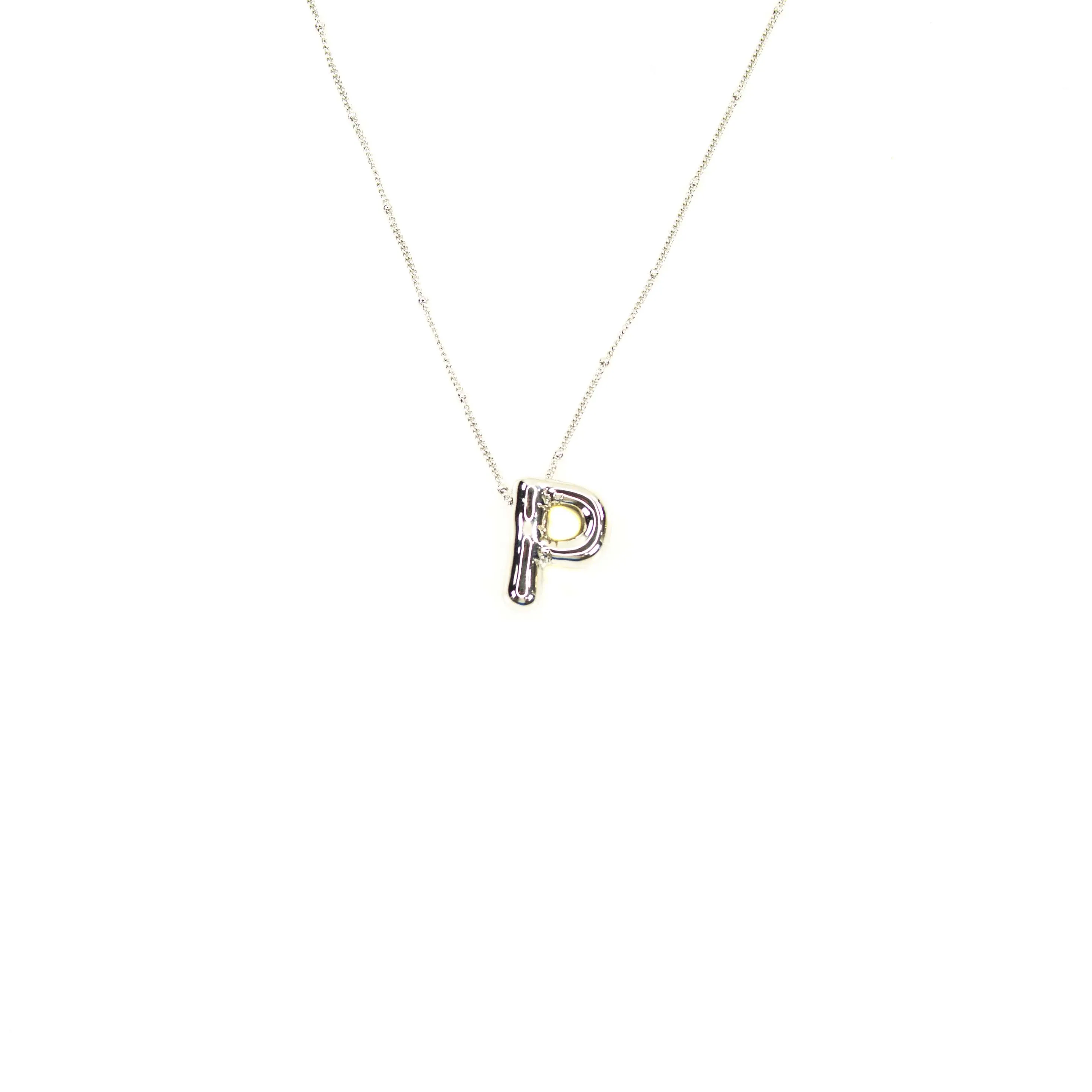 Initial Balloon Bubble Silver Necklace: A