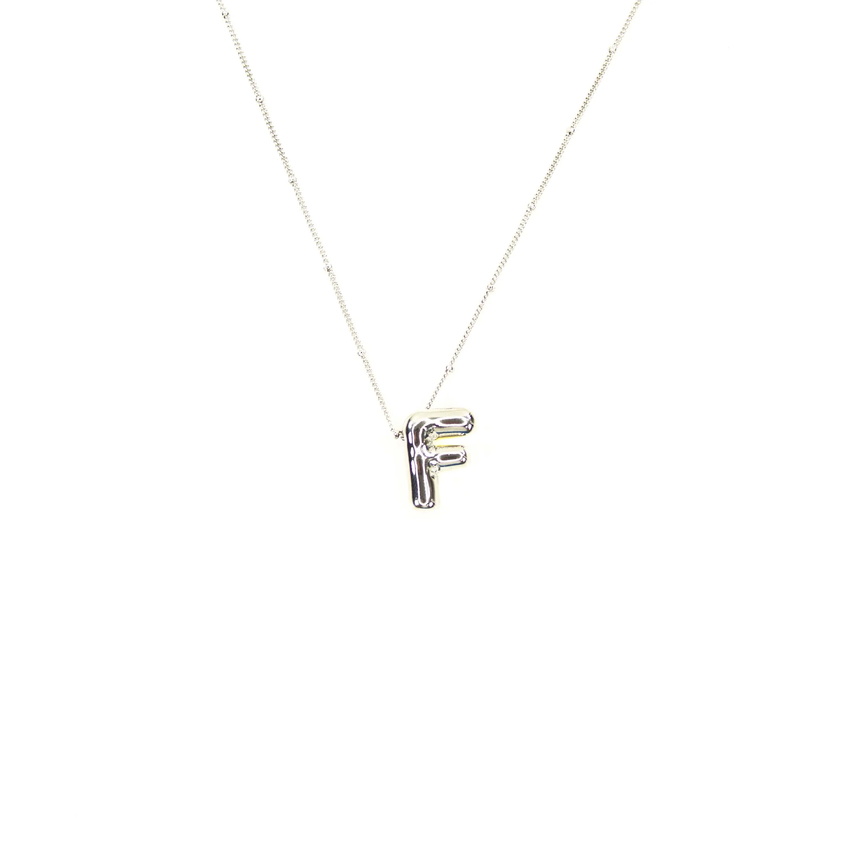 Initial Balloon Bubble Silver Necklace: A