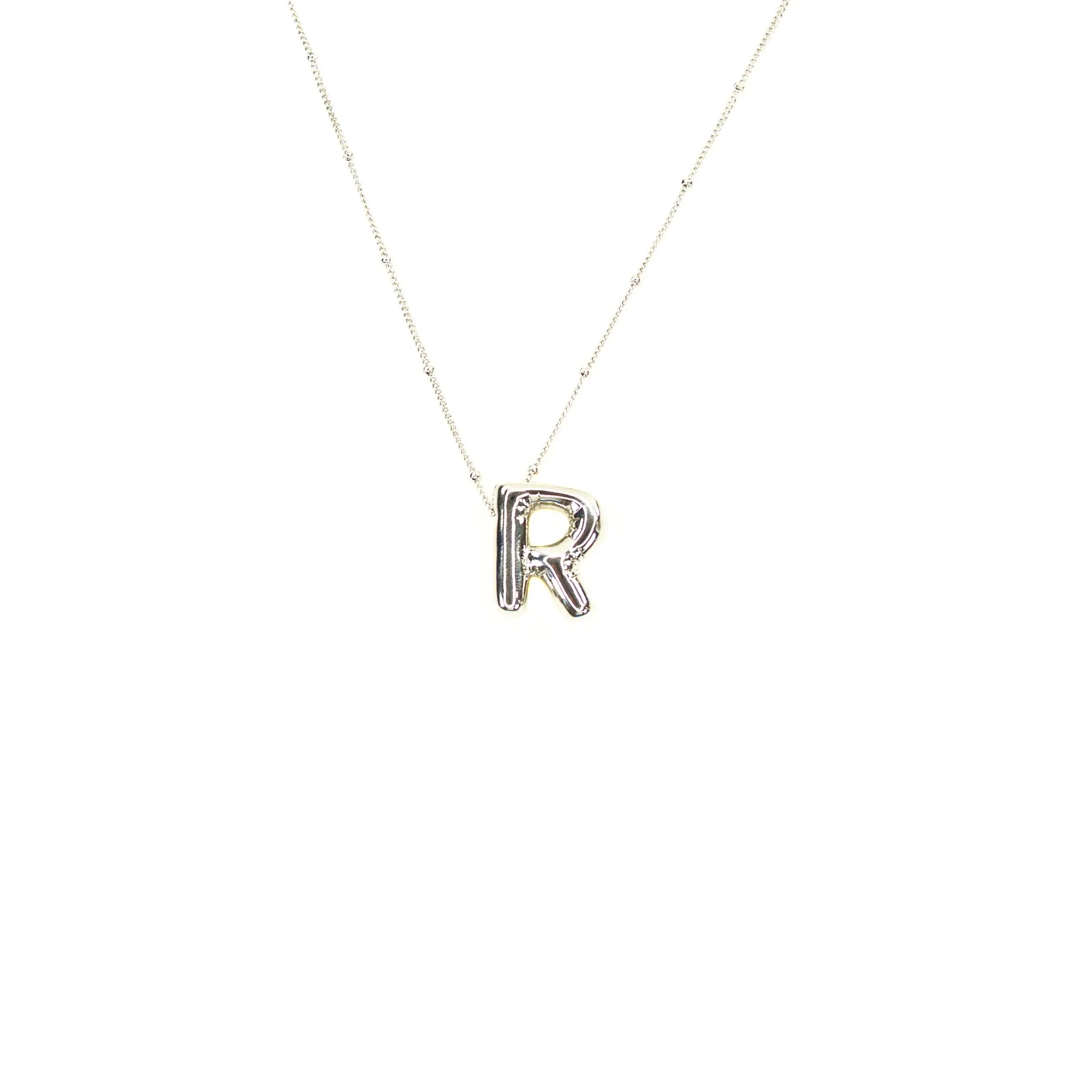 Initial Balloon Bubble Silver Necklace: A