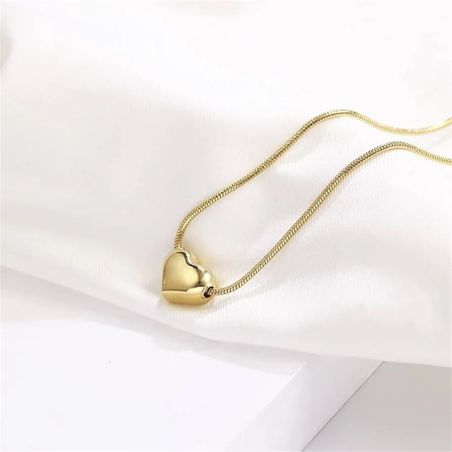 Jade Heart Necklace Gold Plated, Waterproof and Anti-Tarnish