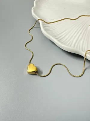 Jade Heart Necklace Gold Plated, Waterproof and Anti-Tarnish