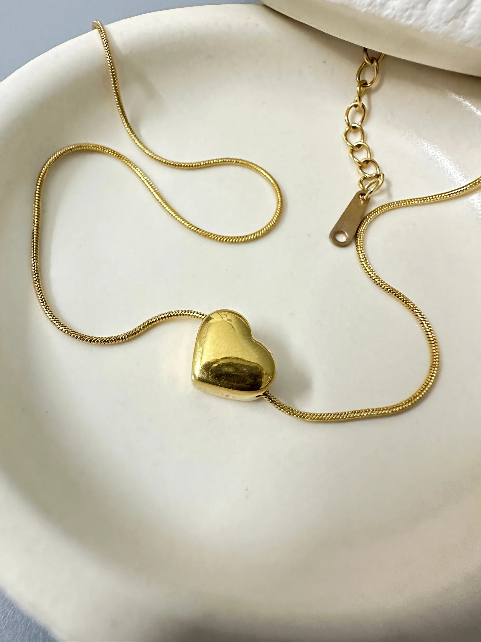 Jade Heart Necklace Gold Plated, Waterproof and Anti-Tarnish