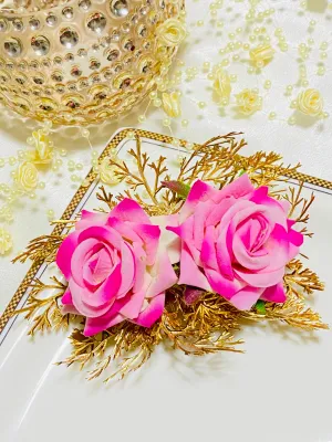 Jia Pink Gold Flower Hair Comb