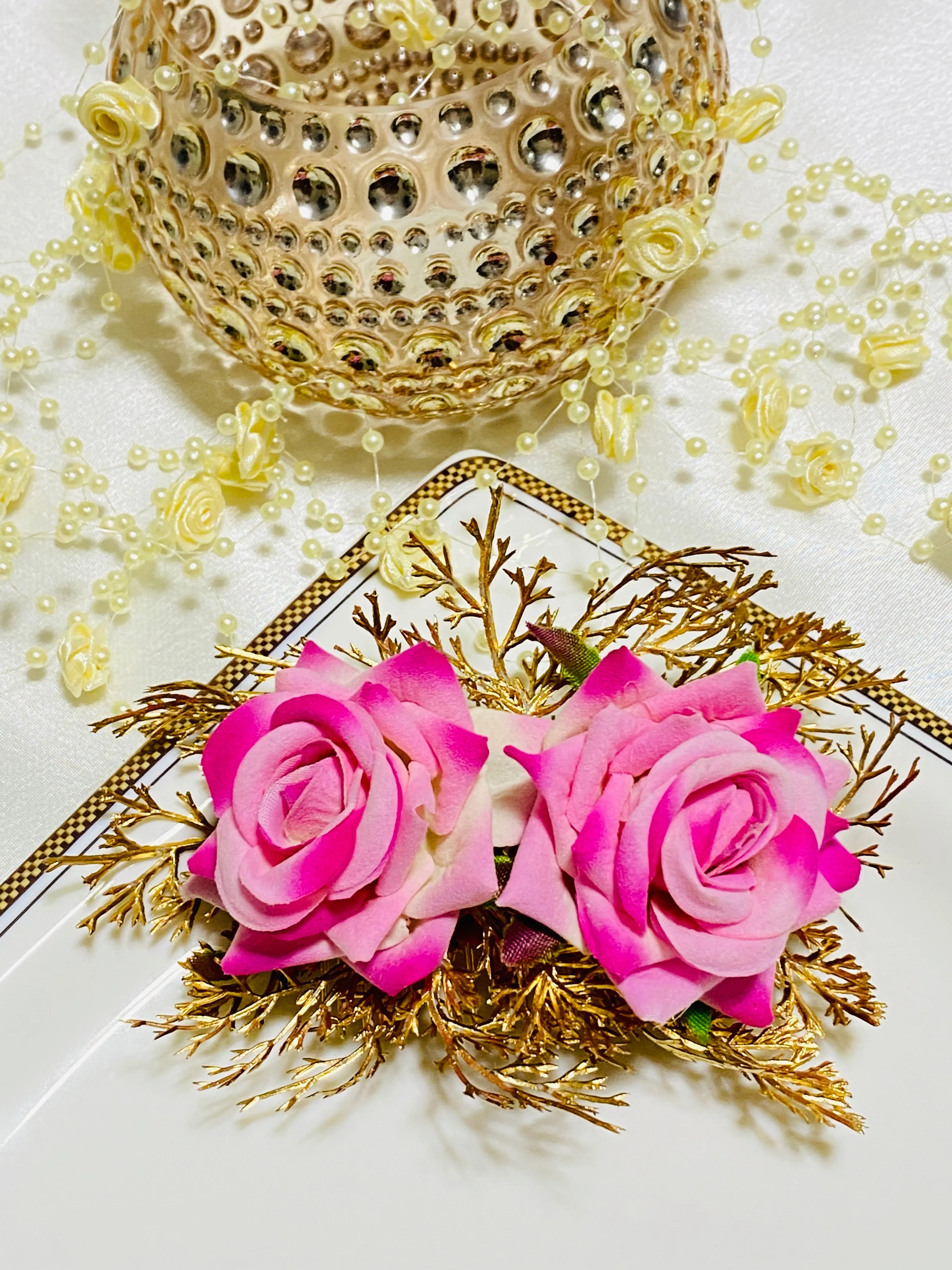 Jia Pink Gold Flower Hair Comb