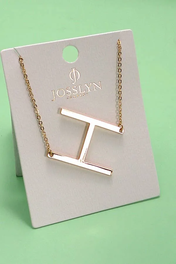 JOSSLYN by Wall to Wall - PERSONALIZED LARGE SIDEWAY INITIAL NECKLACE | 80N4