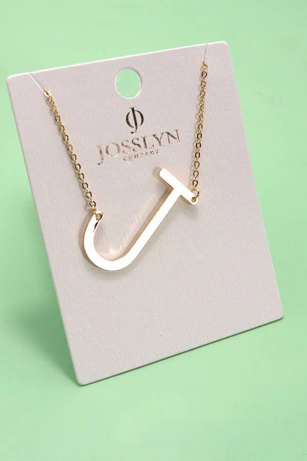 JOSSLYN by Wall to Wall - PERSONALIZED LARGE SIDEWAY INITIAL NECKLACE | 80N4