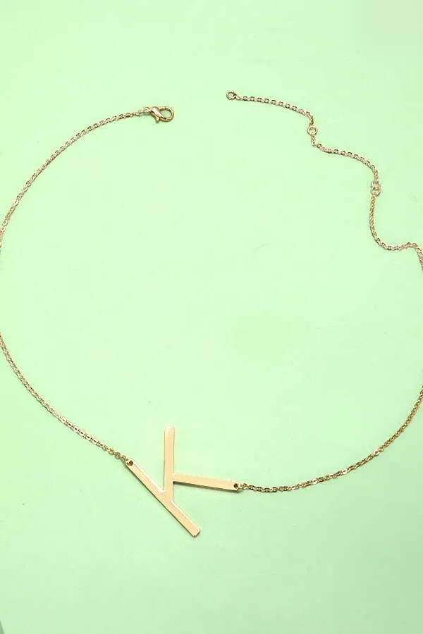 JOSSLYN by Wall to Wall - PERSONALIZED LARGE SIDEWAY INITIAL NECKLACE | 80N4