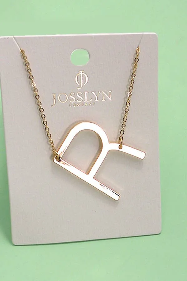JOSSLYN by Wall to Wall - PERSONALIZED LARGE SIDEWAY INITIAL NECKLACE | 80N4