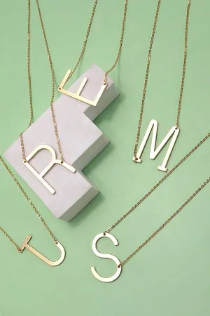 JOSSLYN by Wall to Wall - PERSONALIZED LARGE SIDEWAY INITIAL NECKLACE | 80N4