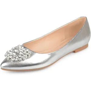 Journee Collection Women's Renzo Slip On Pointed Toe Ballet Dress Flats - Silver, 8