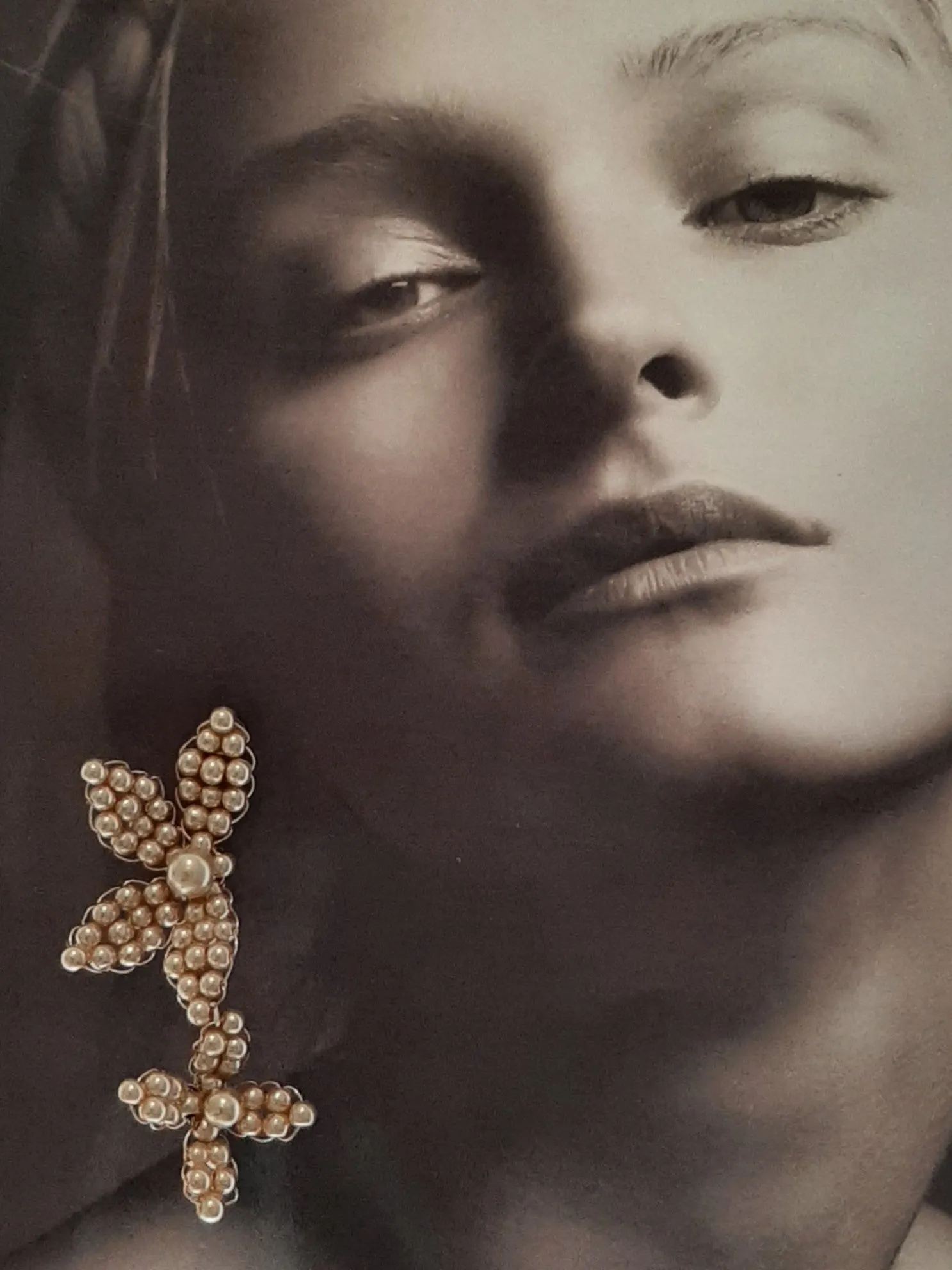 Joy - champagne glass bead pearl flower earrings and hair pins SET