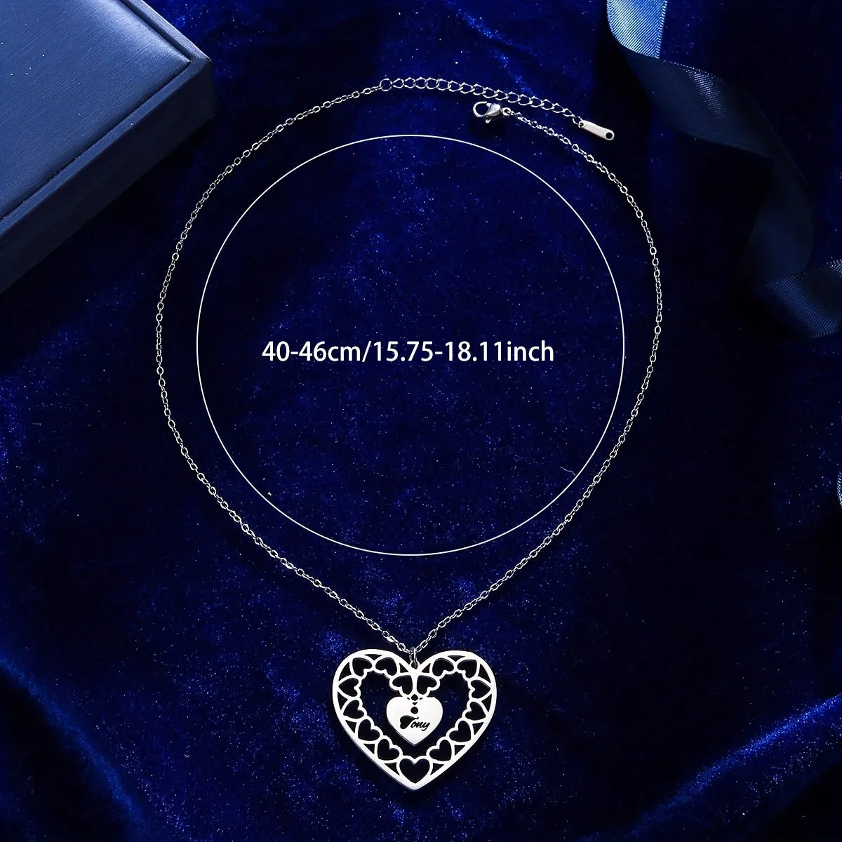 Joy Heart Pendant Necklace Stainless Steel Intricate Lacy Personalized Gift