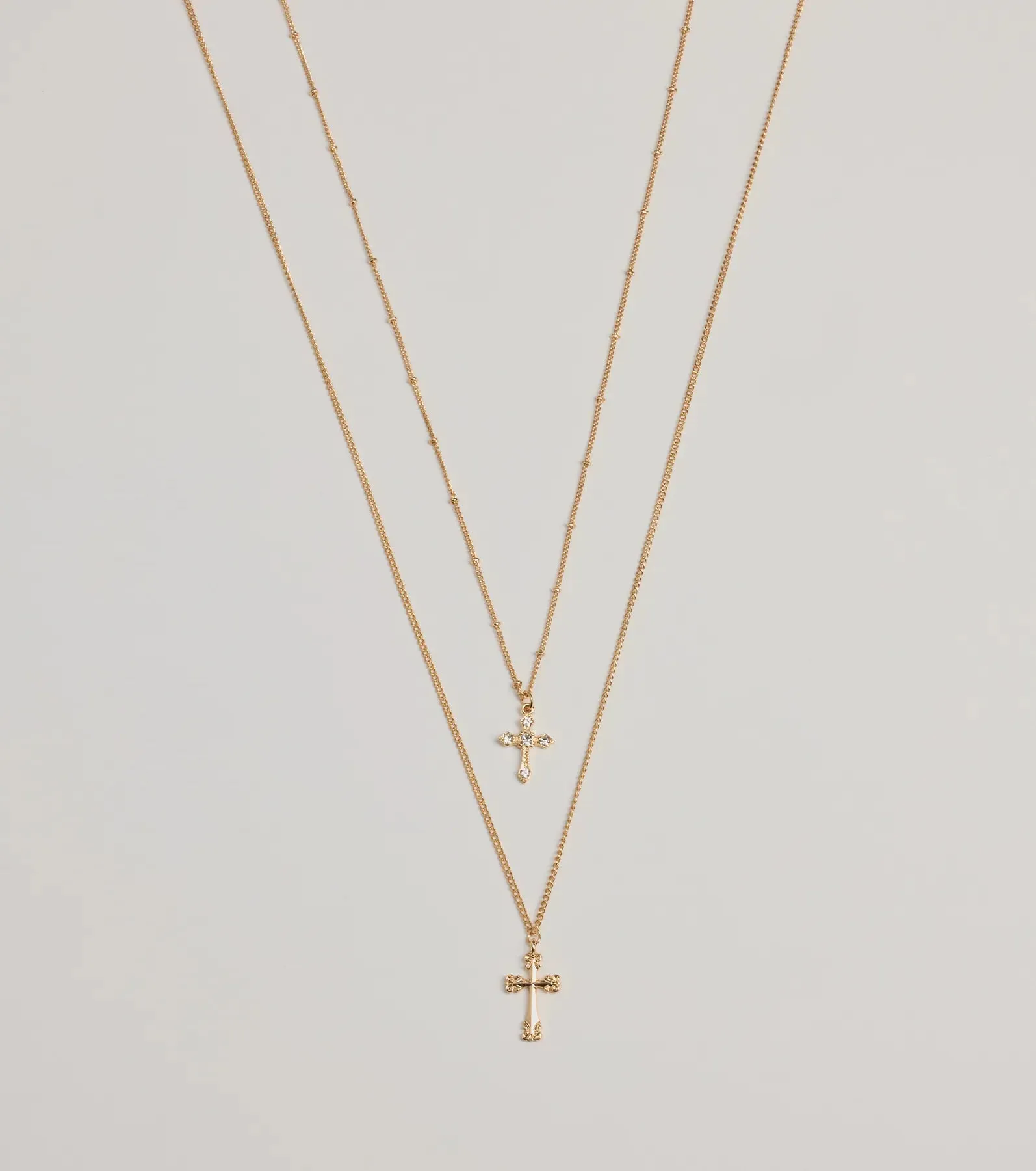 Joyful Glam Layered Cross Charm Necklace
