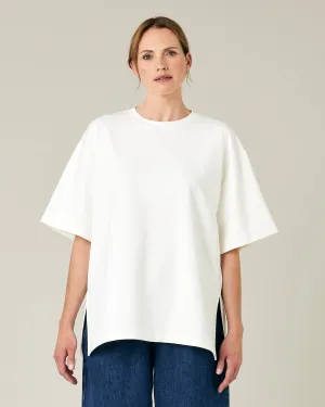 Jude Off White Cotton Jersey Short Drop Sleeve Top