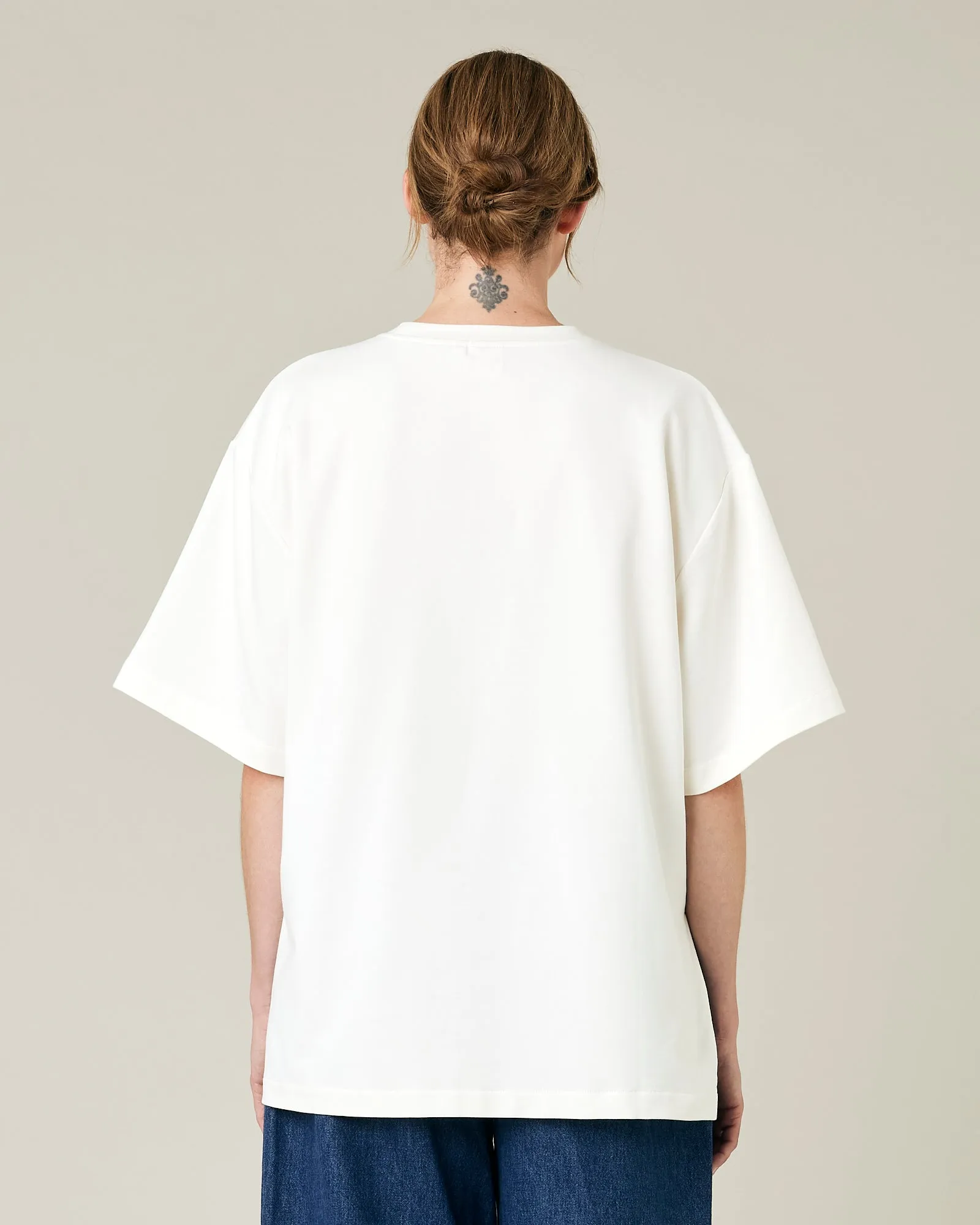 Jude Off White Cotton Jersey Short Drop Sleeve Top