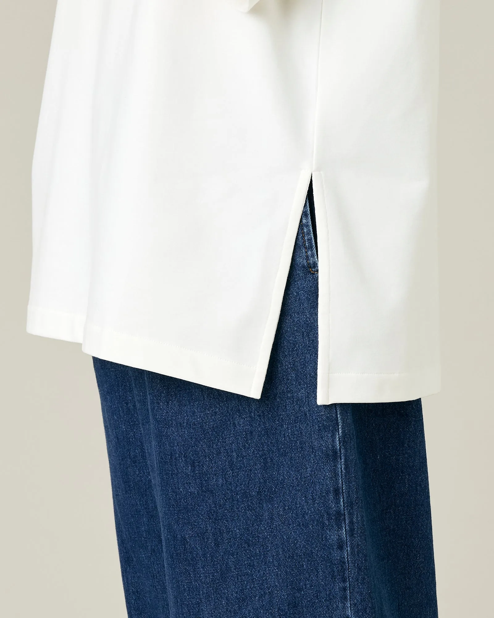 Jude Off White Cotton Jersey Short Drop Sleeve Top