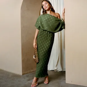 Khaki Plisse Tilly Dress