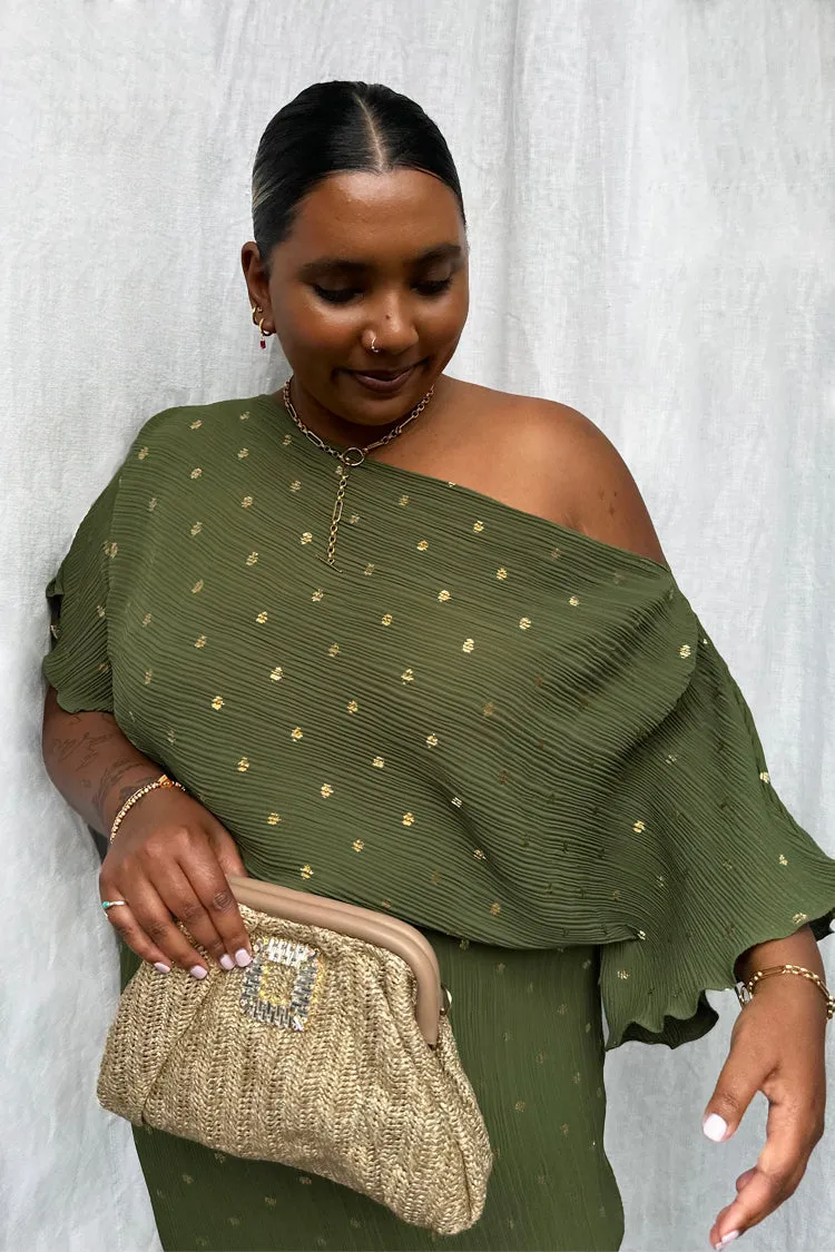 Khaki Plisse Tilly Dress