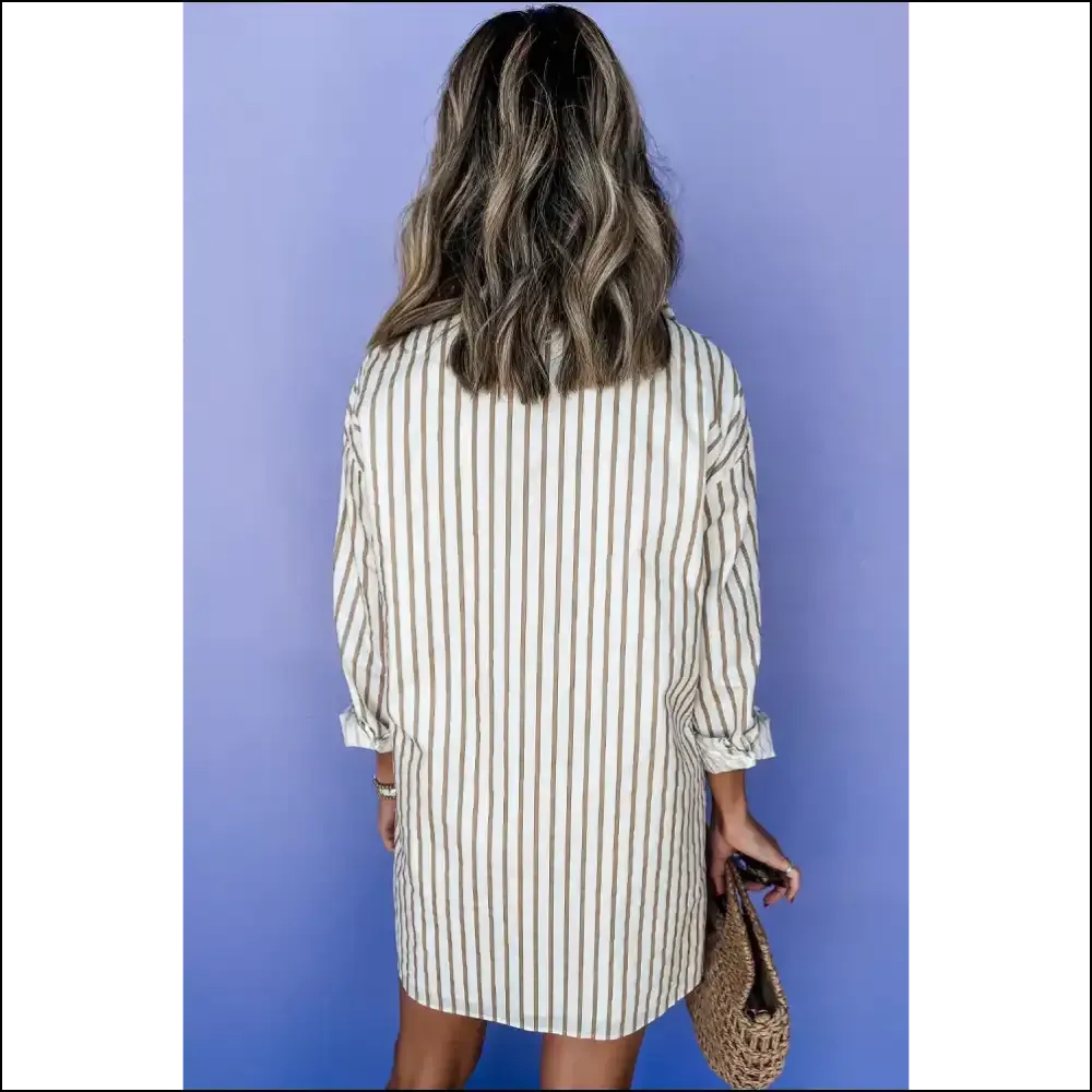 Khaki Stripe Mini Shirt Dress: Dress Like you Own the Bank 🏦 Needful Things