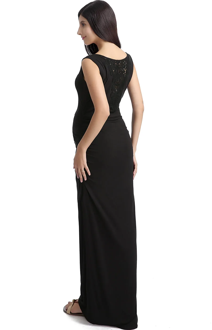 Kimi   Kai Maternity "Jane" Lace Back Maxi Dress