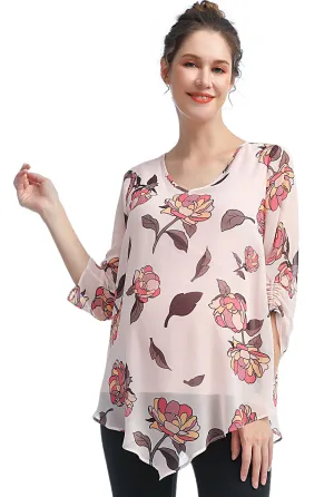 Kimi   Kai Maternity "Pru" Nursing Layered Ruched-Sleeve Blouse
