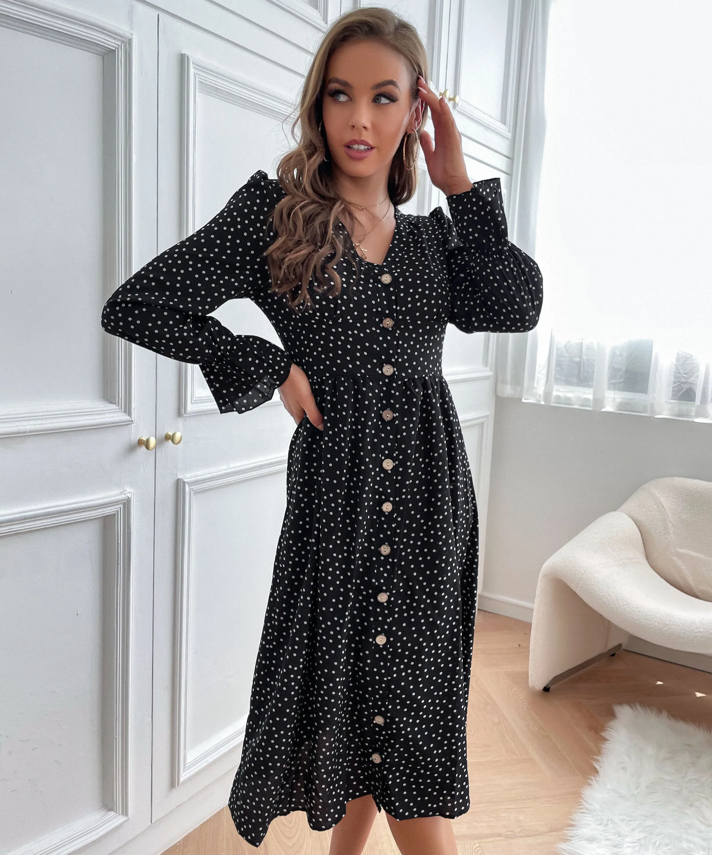 Korba Spot Dress - Black